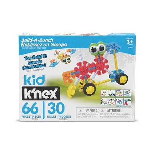 Produktbild: Build A Bunch-Set, Kid K'NEX, Basic Fun, 85422A, Konstruktionsspielzeug für Kinder, Tierfiguren und Fahrzeugmodelle für kreatives Spielen, Bauspielzeug geeignet für Jungen und Mädchen Ab 3 Jahren