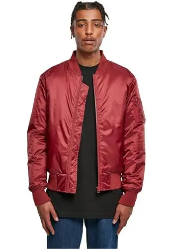 Produktbild: Build Your Brand Herren Jacke Bomber Jacket, Bomberjacke für Männer, leichte Sommerjacke, Burgundy, 4XL