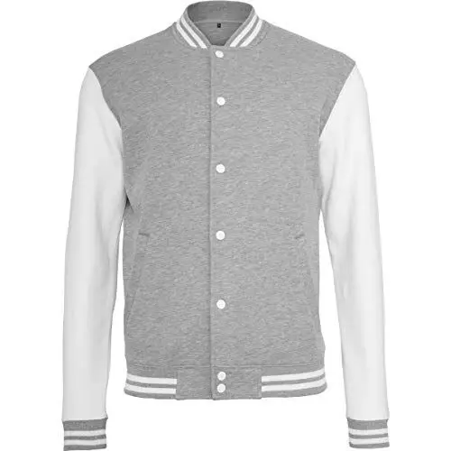 Produktbild: Build Your Brand Herren Sweat College Jacket Jacke,, per pack Mehrfarbig (h.grey/white 00659), X-Large (Herstellergröße: X-Large)