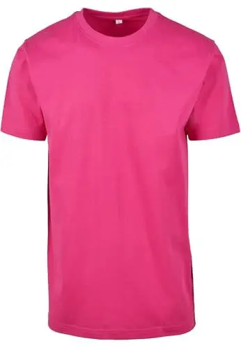 Produktbild: Build Your Brand Herren T-Shirt Round Neck, Männer Basic T-Shirt mit Rundhalsausschnit, Regular Fit, Baumwolle, Hibiskus pink, XL