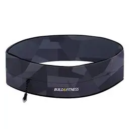 Produktbild: Build & Fitness Laufgürtel mit YKK Reißverschluss und Schlüsselclip - Passt für Alle Smartphones, Schlüssel, Karten - Bauchtasche Damen und Herren - Laufen, Joggen, Walken, Sport