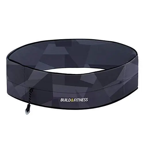 Produktbild: Build & Fitness Laufgürtel mit YKK Reißverschluss und Schlüsselclip - Passt für Alle Smartphones, Schlüssel, Karten - Bauchtasche Damen und Herren - Laufen, Joggen, Walken, Sport