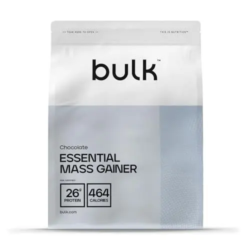 Produktbild: Bulk Essential Mass Gainer, Proteinshake zur Gewichtszunahme, Schokolade, 1 kg, Verpackung Kann Variieren