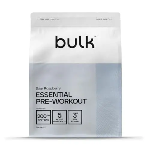 Produktbild: Bulk Essential Pre-Workout, saure Himbeere, 375 g, Verpackung Kann Variieren