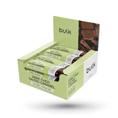 Produktbild: Bulk Veganer Gourmet Riegel, Pflanzlich, Vegan Proteinriegel, 48 g, Zartibitterschokolade mit Gesalzenem Karamell, Box mit 12 Riegeln