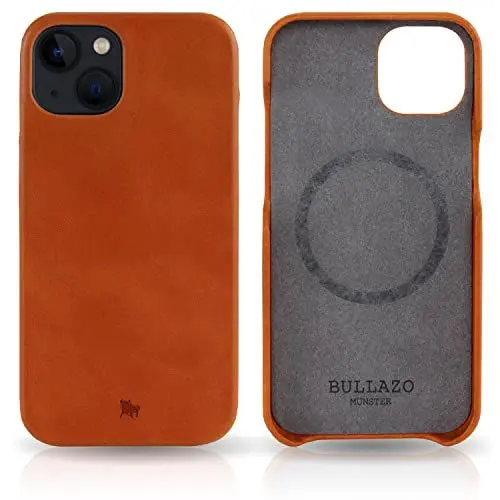 Produktbild: BULLAZO Menor Classic – kompatibel mit iPhone 13 6,1“ magnetische Schutzhülle aus hochwertigem Leder, Cognac