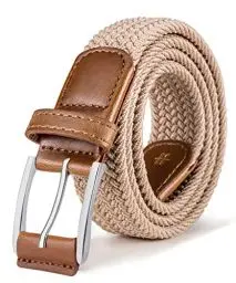 Produktbild: BULLIANT Gürtel Herren, Flechtgürtel Stretchgürtel Geflochten Stoffgürtel Elastischer Gürtel Golfgürtel für Männer Damen,Breite 35mm(Beige-115cm/36-40