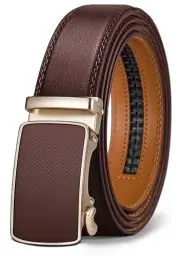 Produktbild: BULLIANT Gürtel Herren, Gürtel Ratsche Ledergürtel Automatikschließe für Herren Anzug Business Kleidung,Breit 35mm,Größe Angepasst(Hellbraun-140cm/42-48