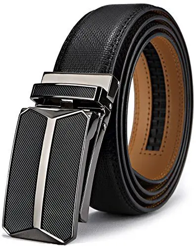Produktbild: BULLIANT Gürtel Herren, Gürtel Ratsche Ledergürtel Automatikschließe für Herren Anzug Business Kleidung,Breit 35mm,Größe Angepasst(Schwarz-105cm/28-34