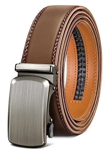 Produktbild: BULLIANT Gürtel Herren, Gürtel Ratsche Ledergürtel Automatikschließe für Herren Anzug Business Kleidung,Breit 35mm,Größe Angepasst(Tawny-110cm/30-36