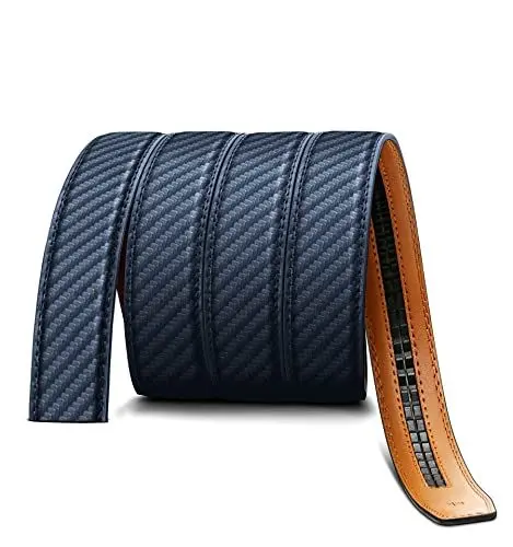 Produktbild: BULLIANT Gürtel Herren, Ledergürtel Automatikschließe Ratsche Gürtel Anzug 35mm,Ohne Schnalle,Größe Angepasst(Navy Blau-120cm/26-40