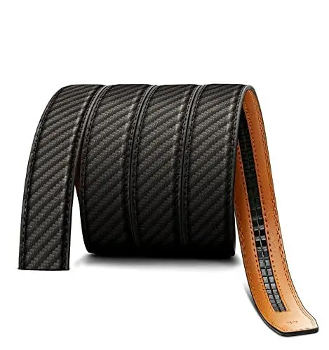 Produktbild: BULLIANT Gürtel Herren, Ledergürtel Automatikschließe Ratsche Gürtel Anzug 35mm,Ohne Schnalle,Größe Angepasst(Schwarz-120cm/26-40