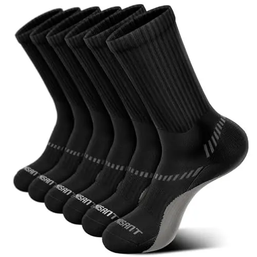 Produktbild: BULLIANT Socken Herren 6 Paar, Arbeitssocken Wandersocken Laufsocken Kompressionsstrümpfe Tennissocken Fußball Socken,Atmungsaktiv Rutschfeste(6Paare-Schwarz2643-39-42)