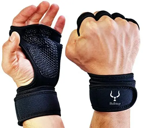 Produktbild: Bullstep Fitness Handschuhe Herren und Damen mit Handgelenkbandage. Gym Handschuhe für Kraftsport, Crossfit Grips, Klimmzugstange, Training, Bodybuilding