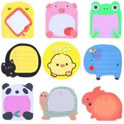 Produktbild: Bunt Cartoon Tiere Haftnotizen, 32 Paket Süße Sticky Notes, Selbstklebende Haftnotizzettel, Klein Büronotizen für Party Taschen Füller Kinder Geschenke, Büro Schule Haus Kühlschrank