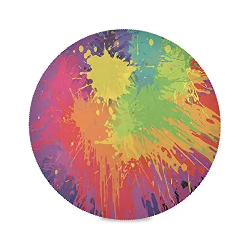 Produktbild: Bunte Kunst des Regenbogens Runde Platzsets Abwaschbar Hitzebeständig Tischsets rutschfest Platzdeckchen für Küche Speisetisch