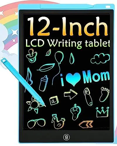 Produktbild: Bunte LCD Schreibtafel 12 Zoll, Electight Zeichentafel mit Sperr-& Löschfunktion, Augenschutz-Kritzelblock, Spielzeug & Geschenke für Kinder & Erwachsene zu Hause, Schule