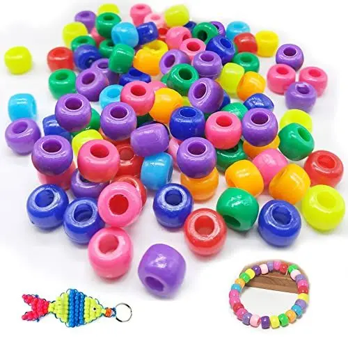 Produktbild: Bunte Perlen zum Auffädeln Basteln 1000 Stück Bastelperlen Fädelperlen 6x9mm Regenbogen Perlen mit Großem Loch für Armbänder Schmuck