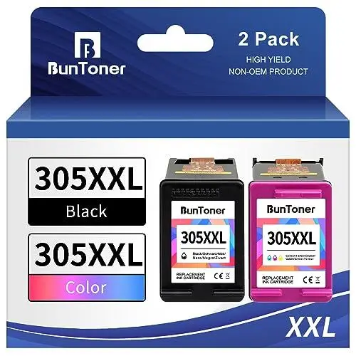 Produktbild: BunToner 305 XL patronen Kompatibel für hp 305 druckerpatronen XL Set für HP DeskJet 2720e 4120e HP Envy 6000 6420e Pro 6430 6432 Drucker(Schwarz，Farbe)