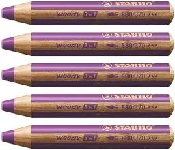 Produktbild: Buntstift, Wasserfarbe & Wachsmalkreide - STABILO woody 3 in 1 - 5er Pack - lila