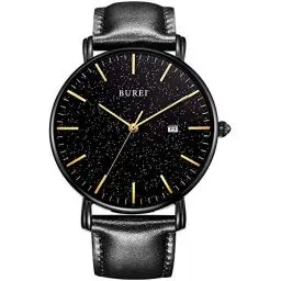 Produktbild: BUREI Herren Uhren Ultra Dünne Minimalistische Quarzuhr mit Datumsanzeige für Damen und Herren Classic Design Männer