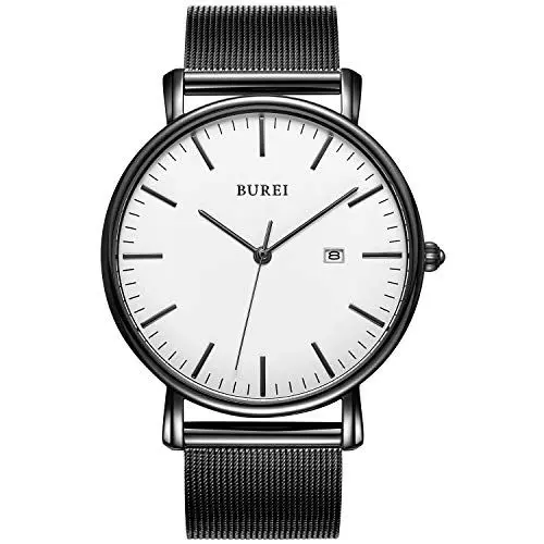 Produktbild: BUREI Herren-Armbanduhren,Minimalistische Analog-Quarz-Uhren für Männer mit Mesh-Band,Geschenke für Männer