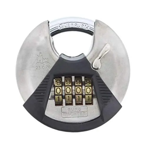 Produktbild: Burg Wächter Rundbügelschloss, Vorhängeschloss mit Zahlencode, 10 mm Bügelstärke, Edelstahlkorpus, Kneifschutz, Circle 23 C 70, 39901