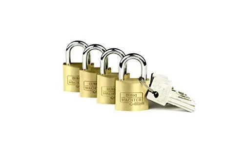 Produktbild: Burg Wächter Vorhängeschloss, 4er-Set, 5 mm Bügelstärke, 4 Schlüssel, Quadro 222 30 SB, QUADRO 222 30 GL SB