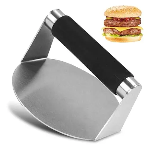 Produktbild: Burgerpresse,5,5-Zoll Round Edelstahl Smash Burgerpresse,Professionelles Burger Smasher,Burger Pattie Presse mit Silikongriff,für Flat Top Grill,Hamburgerpresse,Fleischpresse,BBQ Squeeze Grease