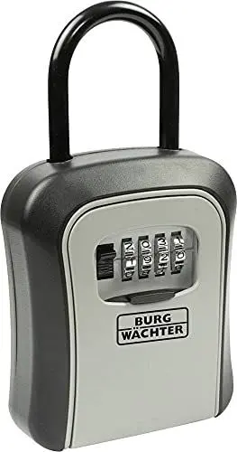 Produktbild: Burg-WÄCHTER Schlüsseltresor mit Zahlencode, außen/innen, Abnehmbarer Bügel, 4-Stelliger Code, Sicher, Key Safe 50 SB, Schwarz/Grau