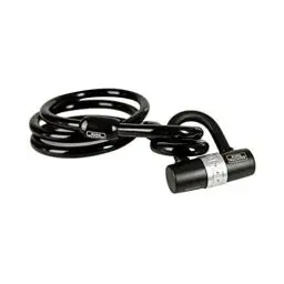 Produktbild: Burg-Wächter Sicherheitskabel mit Vorhangschloss, Extralanges Spiralkabel, Motorrad, E-Scooter, Gartenmöbel, 750 150 + 1480, Schwarz, 1,5 m