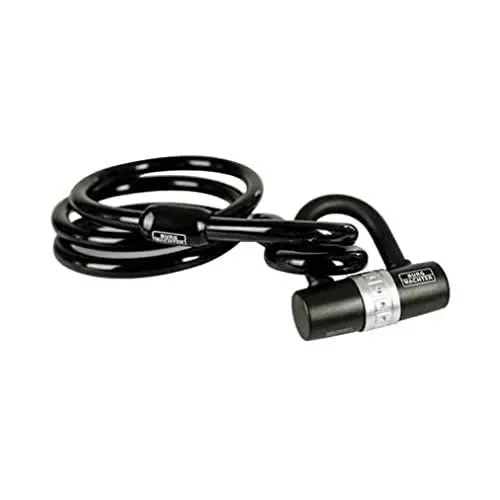 Produktbild: Burg-Wächter Sicherheitskabel mit Vorhangschloss, Extralanges Spiralkabel, Motorrad, E-Scooter, Gartenmöbel, 750 150 + 1480, Schwarz, 1,5 m