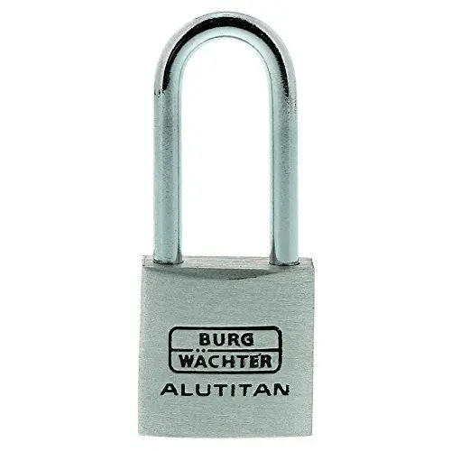 Produktbild: Burg-Wächter Vorhangschloss, Vorhängeschloss mit Schlüssel, 3,7 mm Bügelstärke, massives Aluminiumschloss, Innenwerk rostfrei, Gehärtet, Alutitan 770 HB 20 26 SB