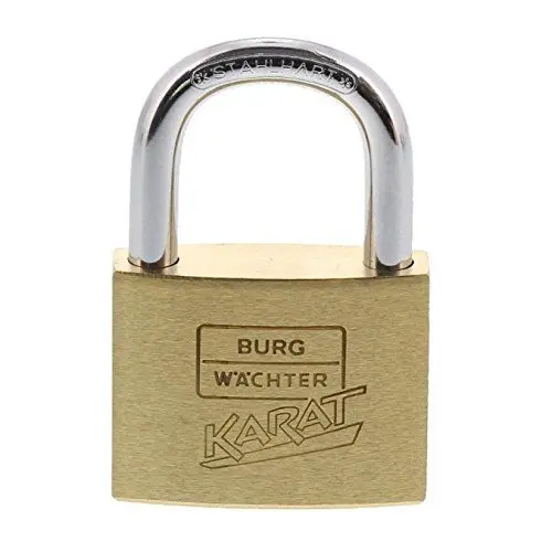 Produktbild: Burg-Wächter Vorhangschloss, Vorhängeschloss mit Schlüssel, 6 mm Bügelstärke, massives Messingschloss, Kneifschutz, Gehärtet, Doppelt verriegelt, Karat 217 40/6