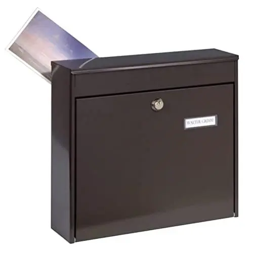 Produktbild: Burg-Wächter Zaun-Briefkasten ohne Zeitungsfach mit Namensschild, Verzinkter Stahl, Einwurf-Format DIN C4, Inkl. 2 Schlüssel, POTSDAM 878 BR, Braun (ähnlich RAL 8014)