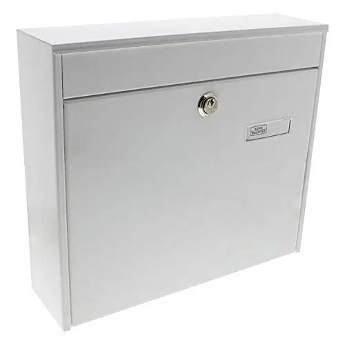 Produktbild: Burg-Wächter Zaun-Briefkasten ohne Zeitungsfach mit Namensschild, Verzinkter Stahl, Einwurf-Format DIN C4, Inkl. 2 Schlüssel, POTSDAM 878 W, Weiß (ähnlich RAL 9016)