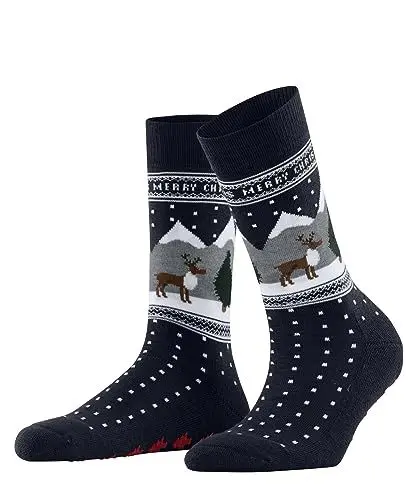 Produktbild: Burlington Damen Hausschuh-Socken White X-Mas W HP Baumwolle Wolle gemustert 1 Paar, Blau (Space Blue 6116), 36-41