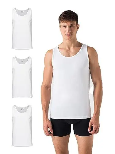 Produktbild: Burnell & Son - Unterhemd Herren 3er Pack - Tank Top Achselshirts aus Stretch Baumwolle - Herren Unterhemden Slim Fit in Weiss und Schwarz - Tanktop
