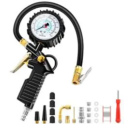 Produktbild: BURNNOVE Reifenfüller Digitaler Reifendruckprüfer 220PSI Multifunktional Luftdruckprüfer mit mehrere Ersatzteile Reifenfüll-Messgerät für Autos Motorräder Geländefahrzeuge und Fahrräder