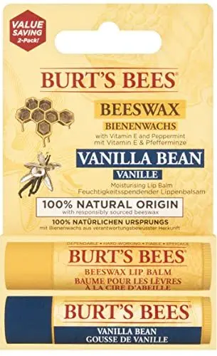 Produktbild: Burt's Bees Lippenbalsame, Hervorragendes Preis-Leistungs-Verhältnis mit dem Doppelpack bestehend aus zwei der beliebsten, 100% natürlichen, 4.25 g (2er Pack)