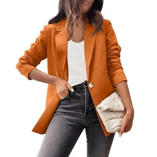 Produktbild: Business Outfit Damen Set Kurzblazer Damen Blazer für Damen Blazer Kariert Damen Blazer Damen Sportlich Business Outfit Damen Set Damen Kostüm Elegant Business Blazer Schwarz Orange 3Xl