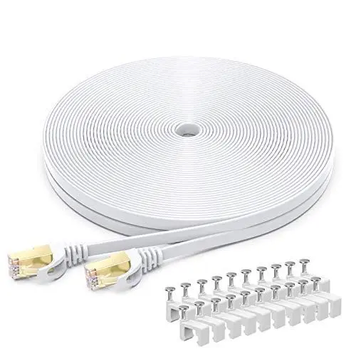 Produktbild: BUSOHE Cat 8 Ethernet-Kabel 10m, Hochgeschwindigkeits- Gigabit RJ45 LAN Netzwerkkabel, 40Gbps 2000Mhz Internet Patchkabel Kompatibel mit Router, Modem, PC, Laptop, Drucker (weiß)