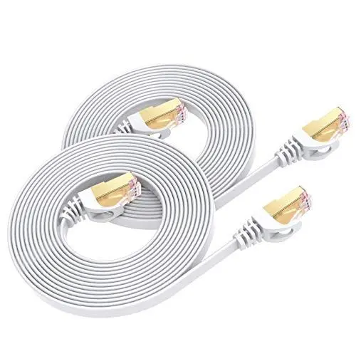 Produktbild: BUSOHE Cat 8 Ethernet Kabel 3 Meter 2-Stück, Hochgeschwindigkeits- Gigabit RJ45 LAN Netzwerkkabel, 40Gbps 2000Mhz Internet Patchkabel Kompatibel mit Router, Modem, PC, Laptop, Drucker (weiß)
