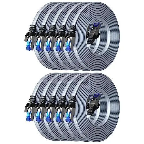 Produktbild: BUSOHE Cat 8 LAN Kabel 0,25m (10-Stück), 40Gbps 2000MHz Ethernet Kabel Netzwerkkabel, Flach Hochgeschwindigkeits Gigabit RJ45 Patchkabel, Geflochtener Internet Kabel Kompatibel mit PC, Router, Modem