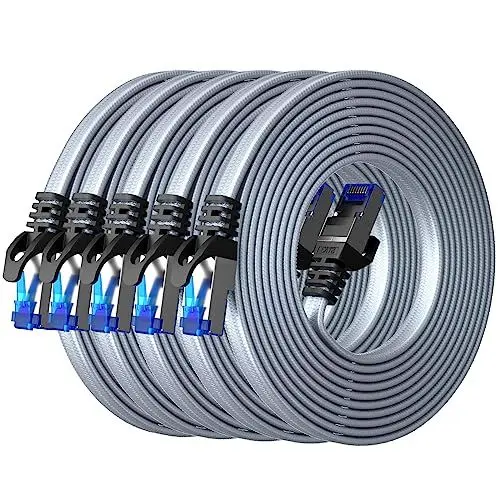 Produktbild: BUSOHE Cat 8 LAN Kabel 0,5m (5-Stück), 40Gbps 2000MHz Ethernet Kabel Netzwerkkabel, Flach Hochgeschwindigkeits Gigabit RJ45 Patchkabel, Geflochtener Internet Kabel Kompatibel mit PC, Router, Modem