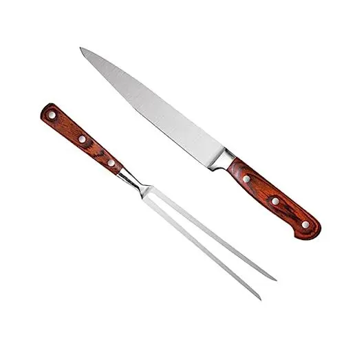 Produktbild: BUTIFULSIC Grillmesser und grillspachtel Grill Messer Grillwerkzeug Grillgabel Küche Grillbesteck aus Edelstahl Outdoor- und Cutter Teppanyaki einstellen westliches Messer hölzern