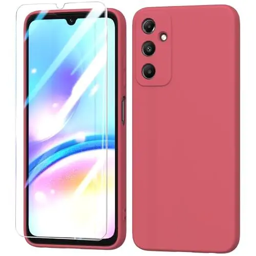 Produktbild: BUTISHIYU Handyhülle kompatibel mit Samsung Galaxy A05s 4G 2024 Silikon Hülle + Schutzfolie,Dünne Weiche TPU Schutzhülle Schutz für Samsung Galaxy A05s 4G - Weinrot