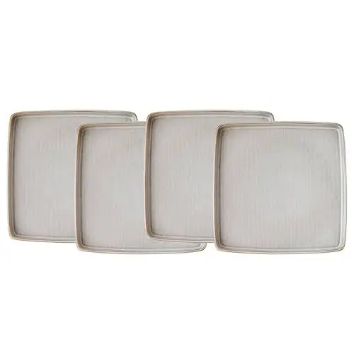 Produktbild: BUTLERS 4er Set Teller eckig Keramik Geschirr 26 x 24cm -HENLEY- Dinnerteller große Speiseteller Skandi Design | Platzteller Unterteller Landhaus Stil | Mikrowelle, spülmaschinenfest