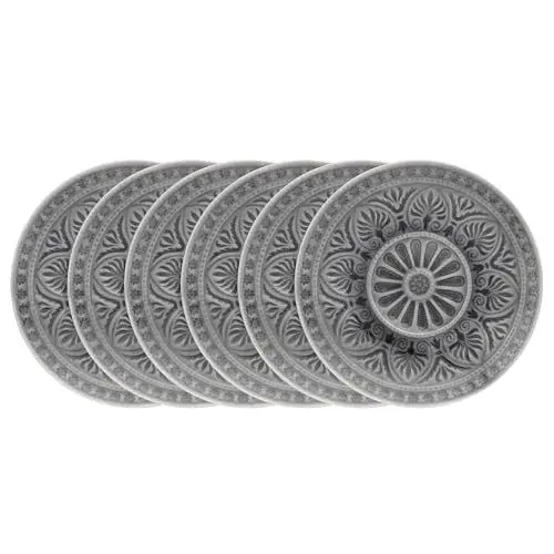 Produktbild: BUTLERS 6er Set Frühstücksteller Ø14cm aus Steinzeug -SUMATRA- Kuchenteller & Dessertteller | kleiner Teller, gemustertes Geschirr | Glasuroberfläche, Spülmaschinen- und mikrowellenfest