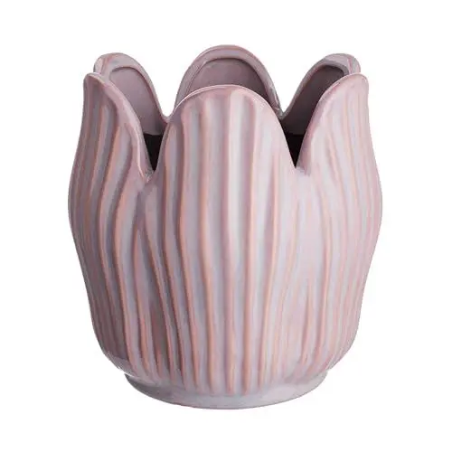 Produktbild: BUTLERS Blumentopf Ø12cm aus Steingut in Pastelllila -Tulip- Pflanzentopf für innen und außen | Übertopf zur Dekoration von Balkon, Küche oder Wohnzimmer
